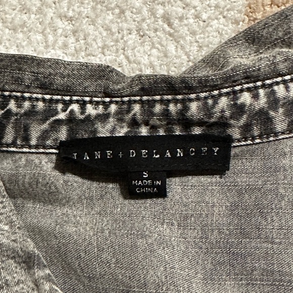 Distressed Gray Long Sleeve Button Down - Picture 6 of 6